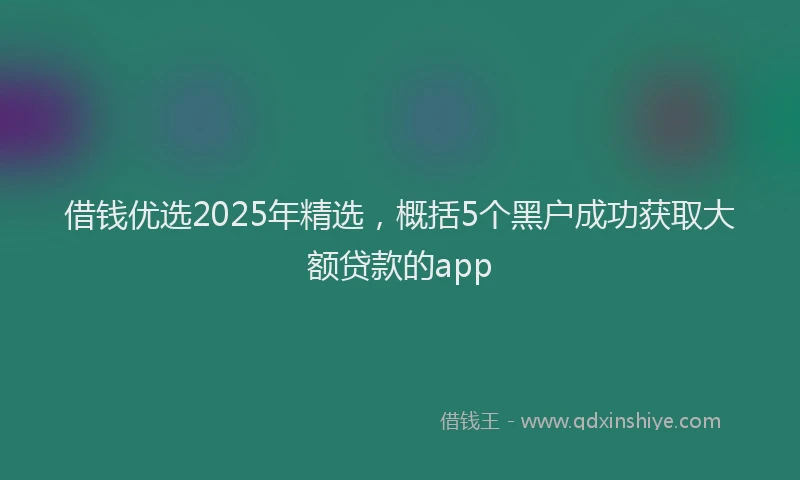 借钱优选2025年精选，概括5个黑户成功获取大额贷款的app