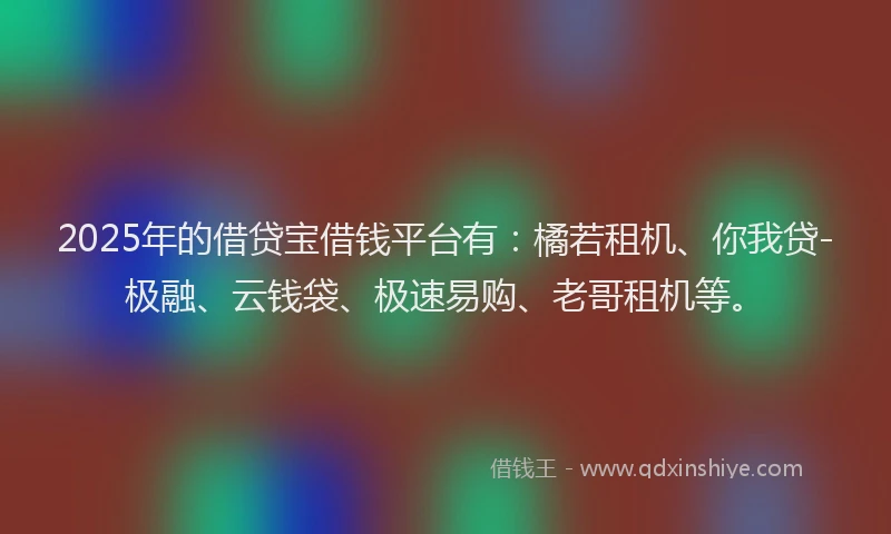 2025年的借贷宝借钱平台有：橘若租机、你我贷-极融、云钱袋、极速易购、老哥租机等。