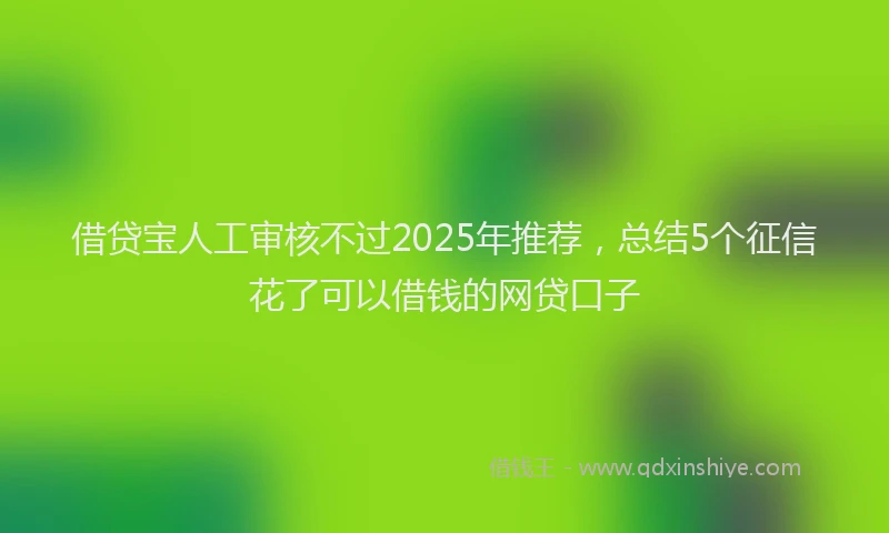 借贷宝人工审核不过2025年推荐，总结5个征信花了可以借钱的网贷口子
