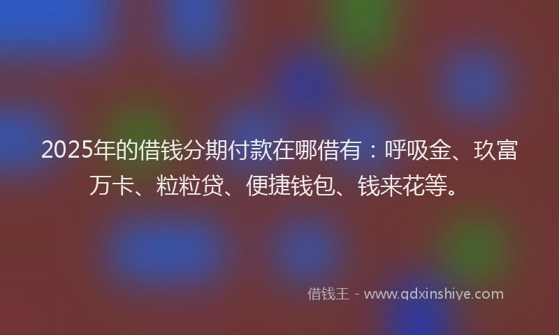 2025年的借钱分期付款在哪借有:呼吸金、玖富万卡、粒粒贷、便捷钱包、钱来花等。
