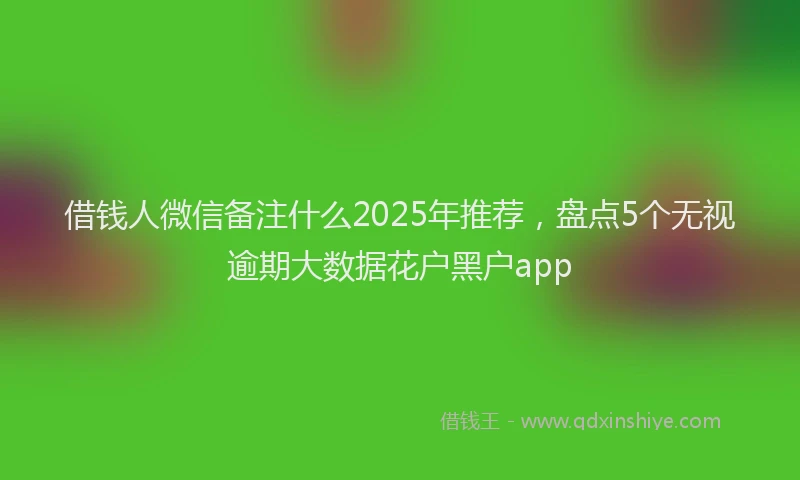 借钱人微信备注什么2025年推荐，盘点5个无视逾期大数据花户黑户app