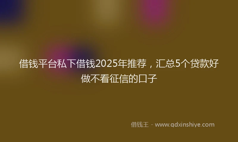 借钱平台私下借钱2025年推荐,汇总5个贷款好做不看征信的口子