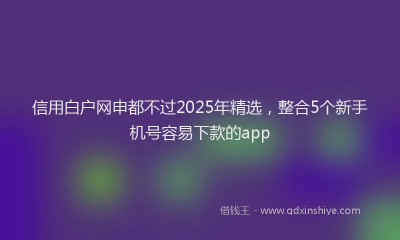 信用白户网申都不过2025年精选，整合5个新手机号容易下款的app