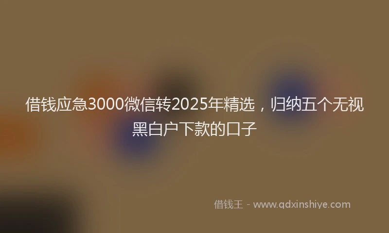 借钱应急3000微信转2025年精选，归纳五个无视黑白户下款的口子