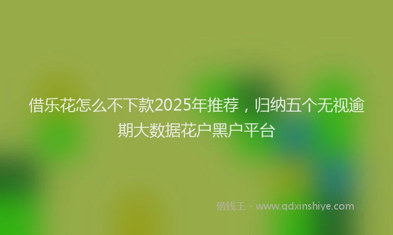 借乐花怎么不下款2025年推荐，归纳五个无视逾期大数据花户黑户平台