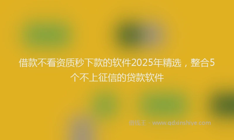 借款不看资质秒下款的软件2025年精选，整合5个不上征信的贷款软件