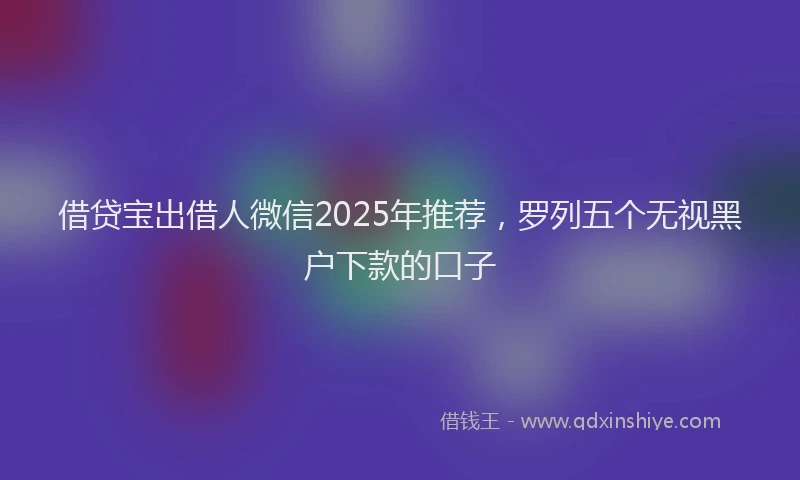 借贷宝出借人微信2025年推荐，罗列五个无视黑户下款的口子