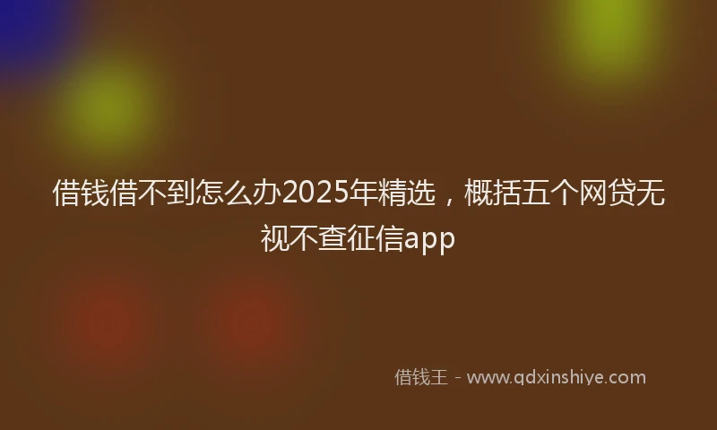 借钱借不到怎么办2025年精选，概括五个网贷无视不查征信app