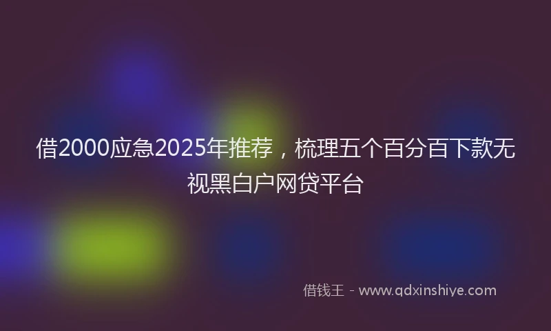 借2000应急2025年推荐，梳理五个百分百下款无视黑白户网贷平台