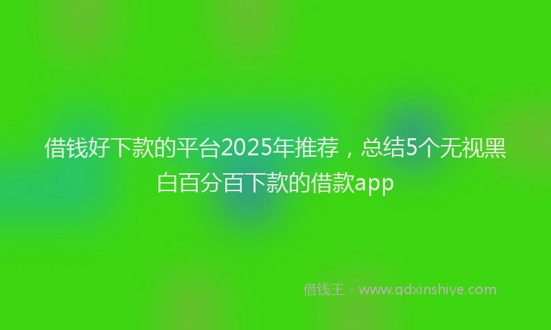 借钱好下款的平台2025年推荐，总结5个无视黑白百分百下款的借款app