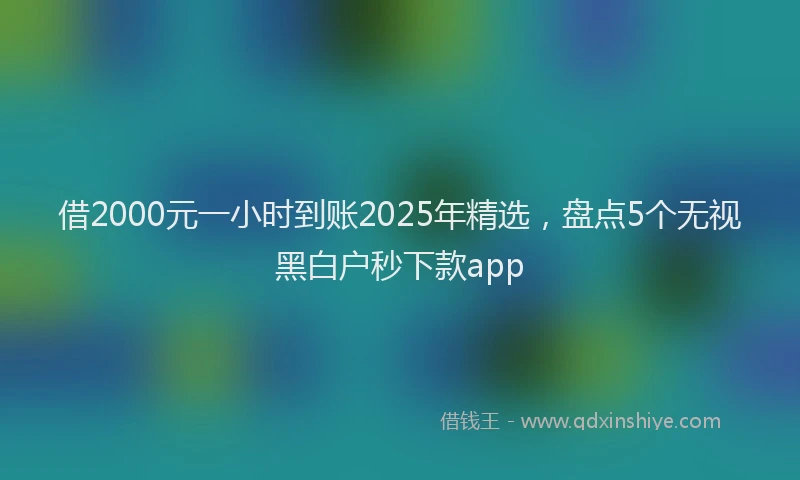 借2000元一小时到账2025年精选，盘点5个无视黑白户秒下款app