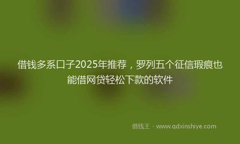 借钱多系口子2025年推荐，罗列五个征信瑕疵也能借网贷轻松下款的软件