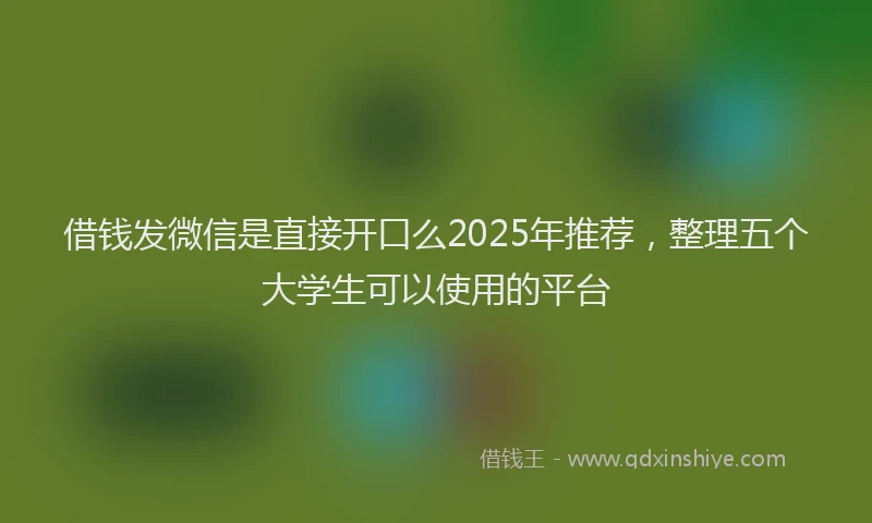 借钱发微信是直接开口么2025年推荐，整理五个大学生可以使用的平台
