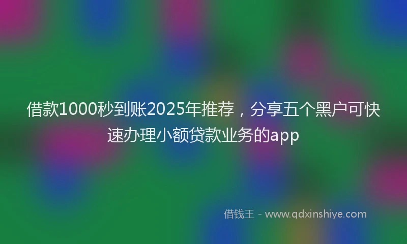 借款1000秒到账2025年推荐，分享五个黑户可快速办理小额贷款业务的app