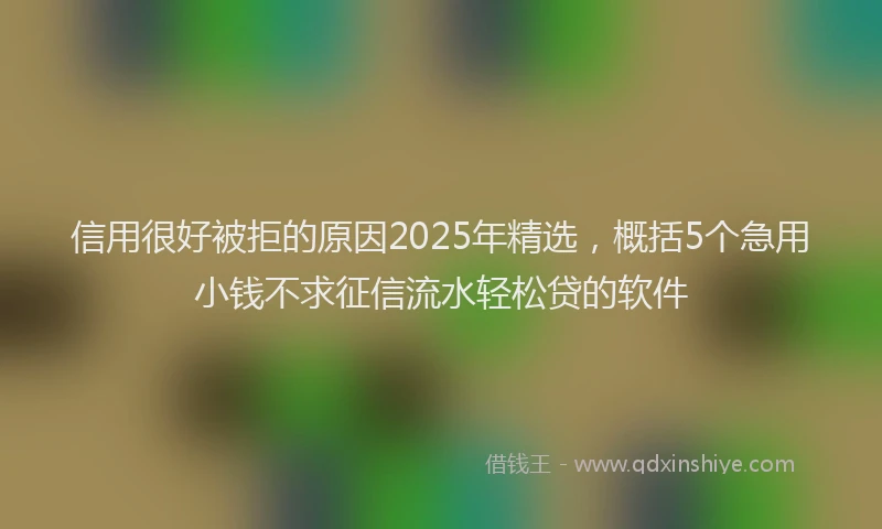 信用很好被拒的原因2025年精选，概括5个急用小钱不求征信流水轻松贷的软件