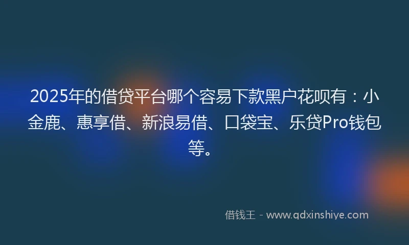 2025年的借贷平台哪个容易下款黑户花呗有：小金鹿、惠享借、新浪易借、口袋宝、乐贷Pro钱包等。