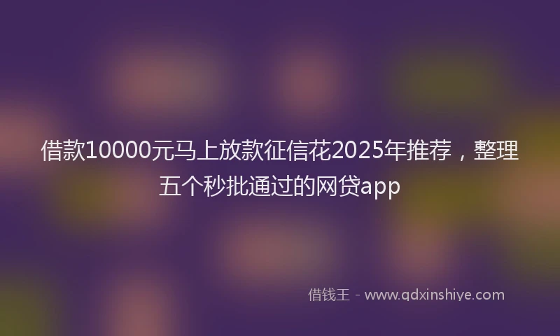 借款10000元马上放款征信花2025年推荐，整理五个秒批通过的网贷app