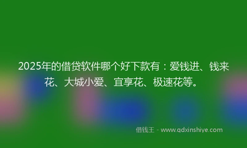 2025年的借贷软件哪个好下款有:爱钱进、钱来花、大城小爱、宜享花、极速花等。