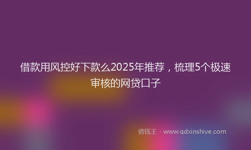 借款用风控好下款么2025年推荐，梳理5个极速审核的网贷口子