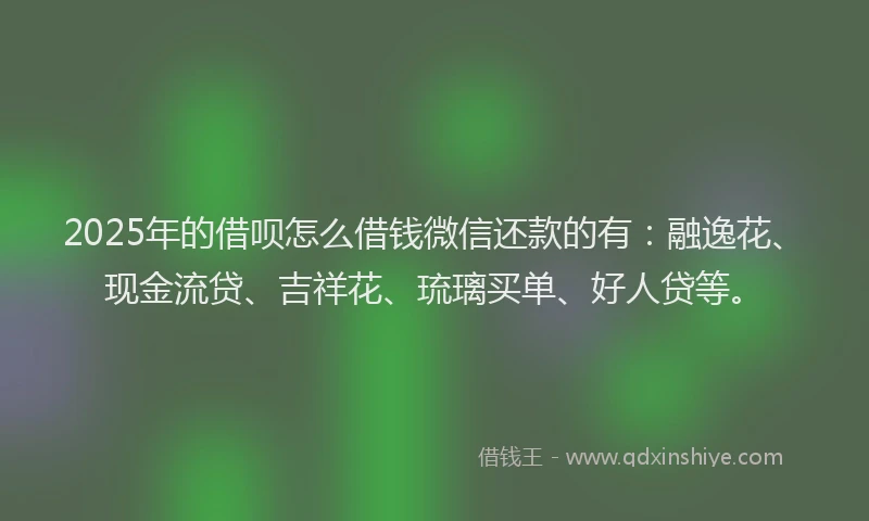 2025年的借呗怎么借钱微信还款的有：融逸花、现金流贷、吉祥花、琉璃买单、好人贷等。