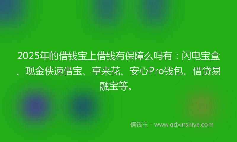 2025年的借钱宝上借钱有保障么吗有：闪电宝盒、现金侠速借宝、享来花、安心Pro钱包、借贷易融宝等。