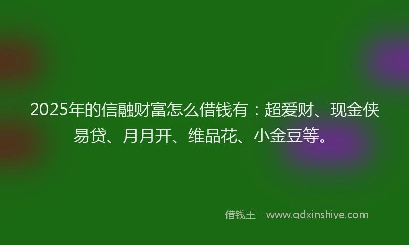 2025年的信融财富怎么借钱有：超爱财、现金侠易贷、月月开、维品花、小金豆等。