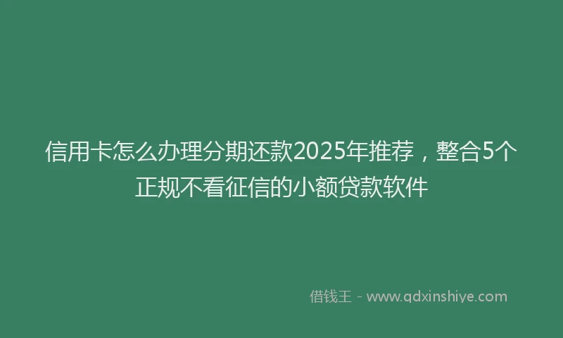 信用卡怎么办理分期还款2025年推荐，整合5个正规不看征信的小额贷款软件