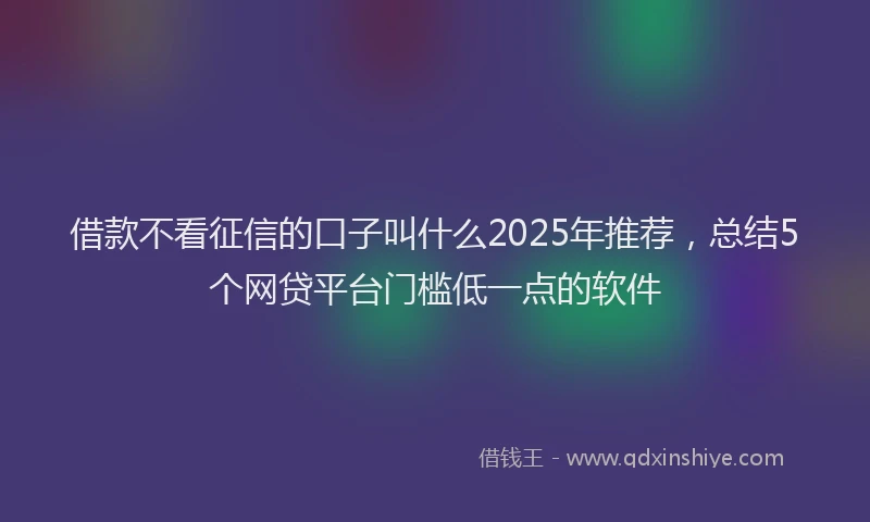借款不看征信的口子叫什么2025年推荐，总结5个网贷平台门槛低一点的软件