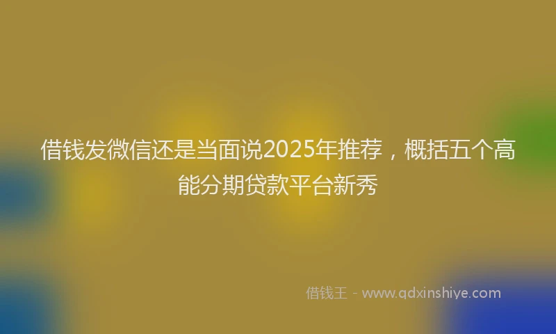借钱发微信还是当面说2025年推荐，概括五个高能分期贷款平台新秀