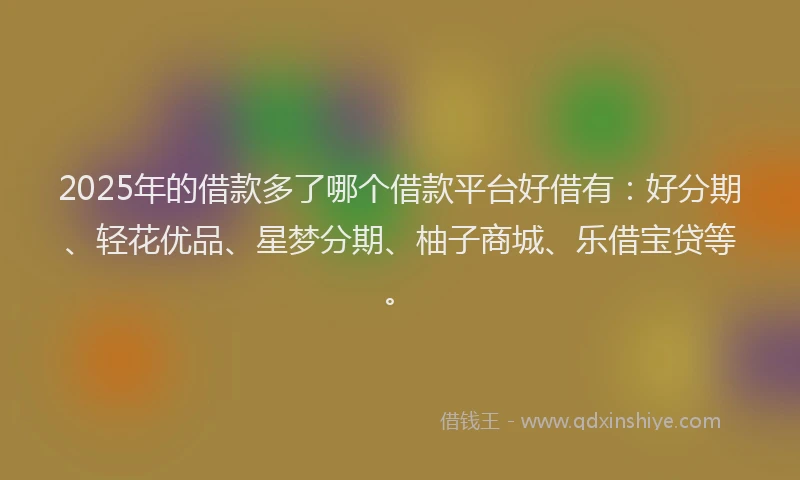 2025年的借款多了哪个借款平台好借有：好分期、轻花优品、星梦分期、柚子商城、乐借宝贷等。