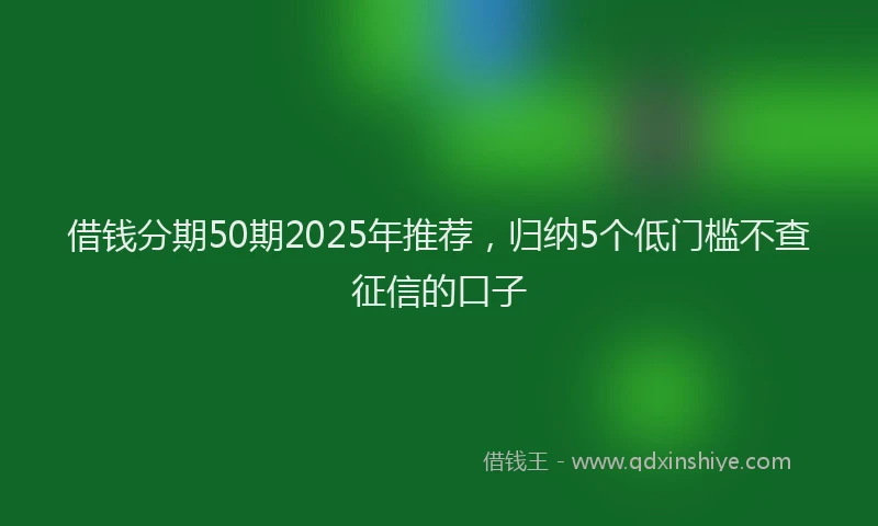借钱分期50期2025年推荐，归纳5个低门槛不查征信的口子