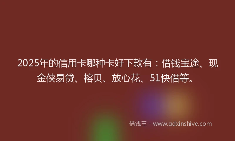 2025年的信用卡哪种卡好下款有：借钱宝途、现金侠易贷、榕贝、放心花、51快借等。
