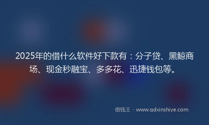 2025年的借什么软件好下款有：分子贷、黑鲸商场、现金秒融宝、多多花、迅捷钱包等。