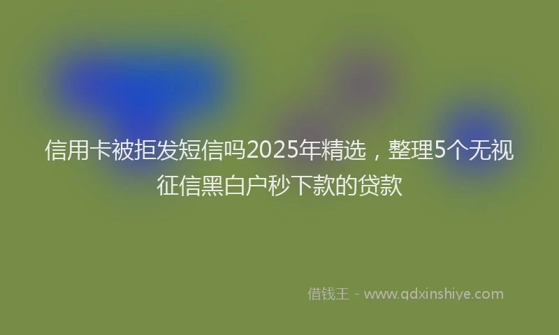信用卡被拒发短信吗2025年精选，整理5个无视征信黑白户秒下款的贷款