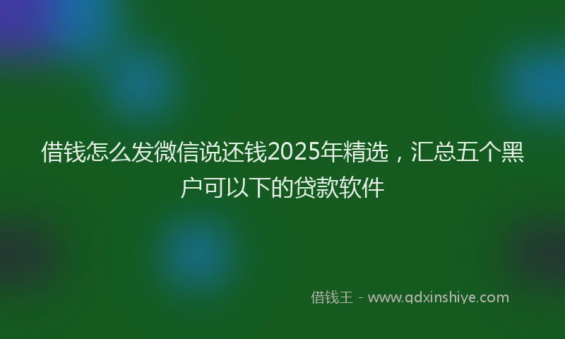 借钱怎么发微信说还钱2025年精选，汇总五个黑户可以下的贷款软件