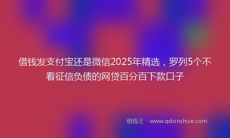 借钱发支付宝还是微信2025年精选，罗列5个不看征信负债的网贷百分百下款口子