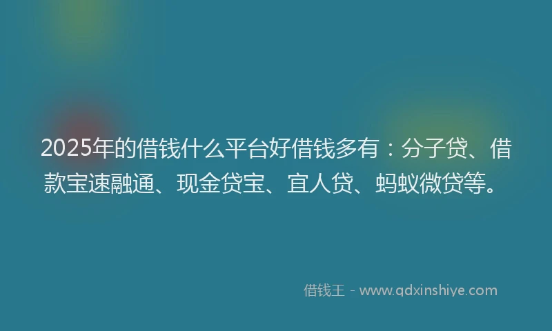 2025年的借钱什么平台好借钱多有：分子贷、借款宝速融通、现金贷宝、宜人贷、蚂蚁微贷等。