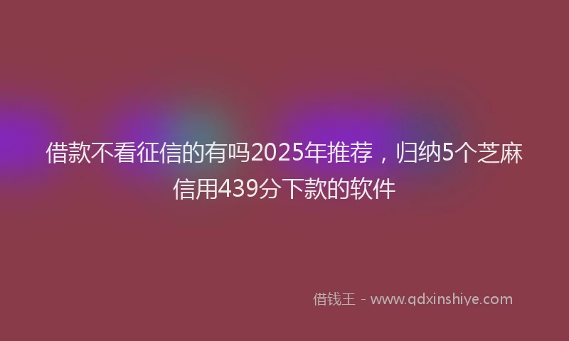 借款不看征信的有吗2025年推荐,归纳5个芝麻信用439分下款的软件