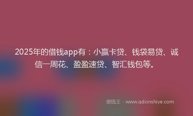 2025年的借钱app有：小赢卡贷、钱袋易贷、诚信一周花、盈盈速贷、智汇钱包等。