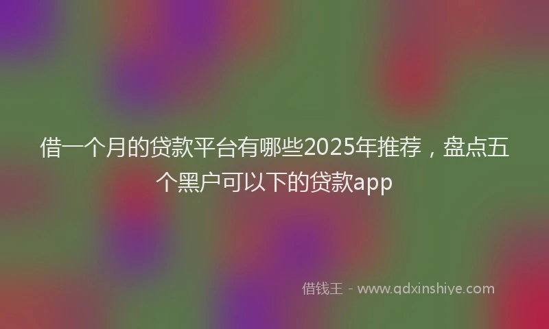 借一个月的贷款平台有哪些2025年推荐，盘点五个黑户可以下的贷款app