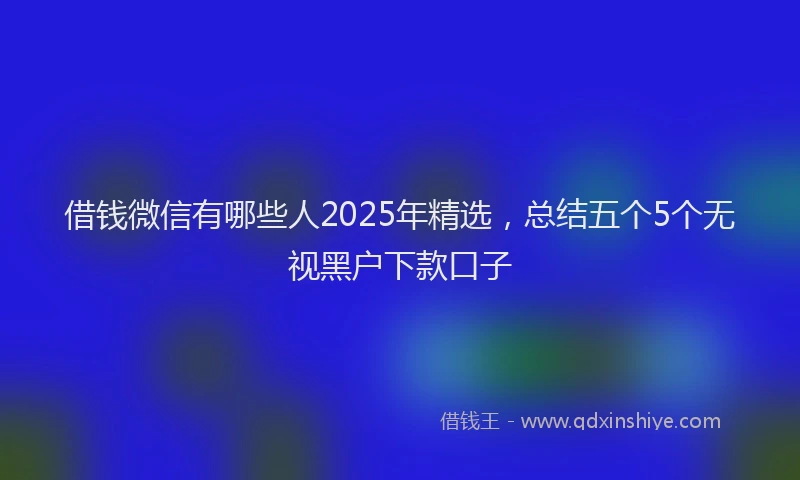借钱微信有哪些人2025年精选，总结五个5个无视黑户下款口子