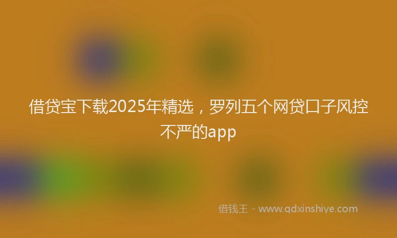 借贷宝下载2025年精选，罗列五个网贷口子风控不严的app