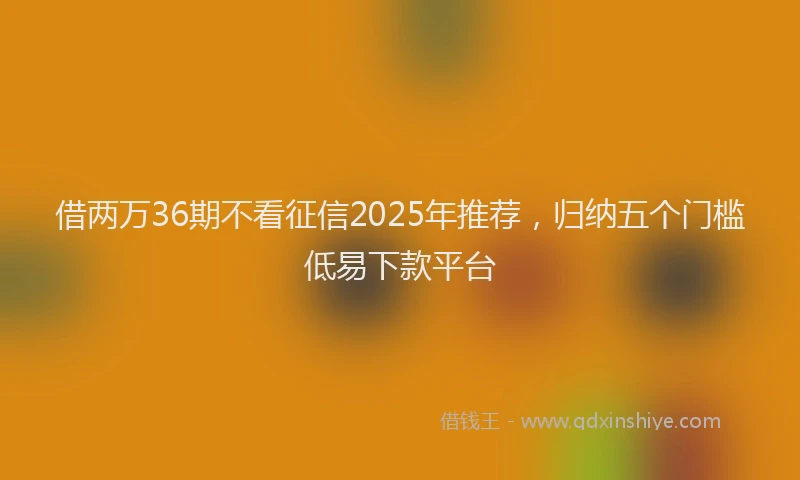 借两万36期不看征信2025年推荐，归纳五个门槛低易下款平台