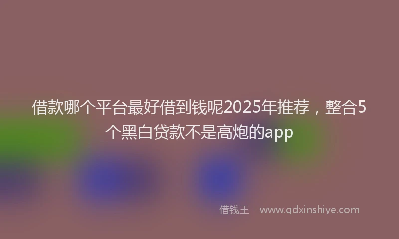 借款哪个平台最好借到钱呢2025年推荐，整合5个黑白贷款不是高炮的app