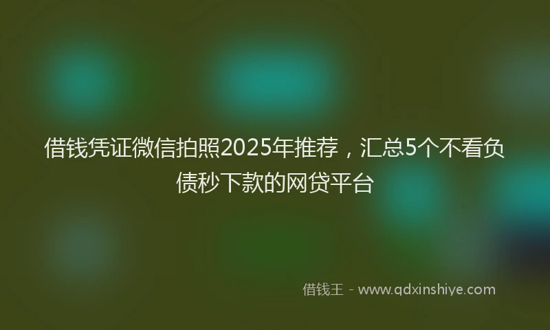 借钱凭证微信拍照2025年推荐,汇总5个不看负债秒下款的网贷平台
