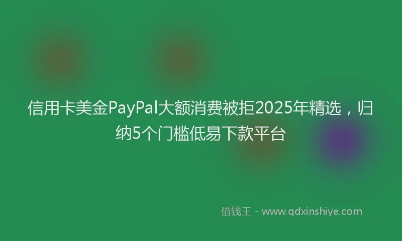 信用卡美金PayPal大额消费被拒2025年精选，归纳5个门槛低易下款平台