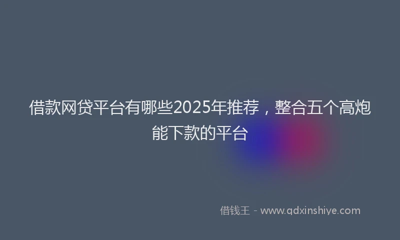 借款网贷平台有哪些2025年推荐，整合五个高炮能下款的平台