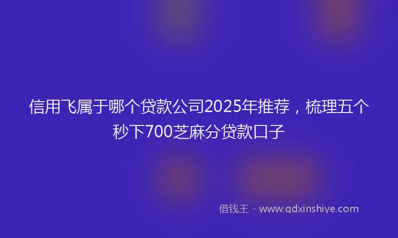 信用飞属于哪个贷款公司2025年推荐，梳理五个秒下700芝麻分贷款口子