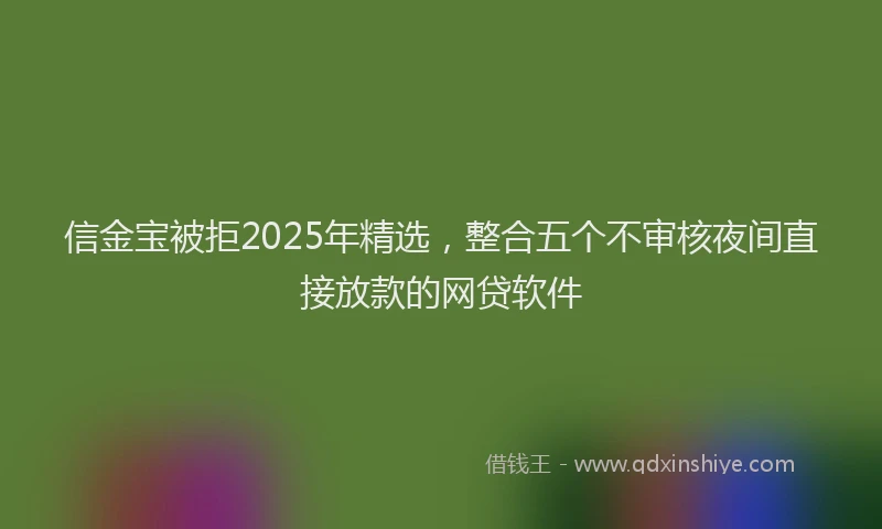 信金宝被拒2025年精选，整合五个不审核夜间直接放款的网贷软件