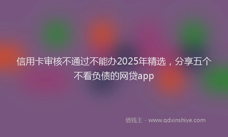 信用卡审核不通过不能办2025年精选，分享五个不看负债的网贷app